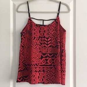 Red and black bold print tank.